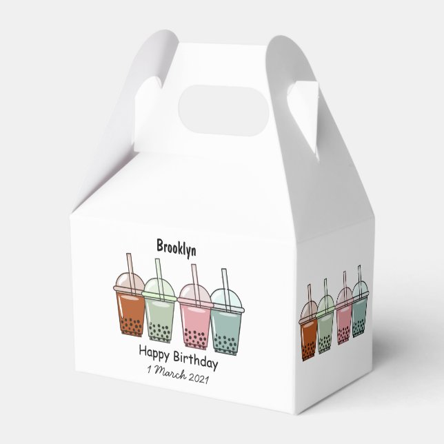 Bubble tea cartoon illustration favor boxes (Front Side)