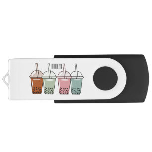 Bubble tea cartoon illustration flash drive