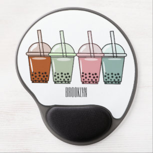 Bubble tea cartoon illustration gel mouse pad