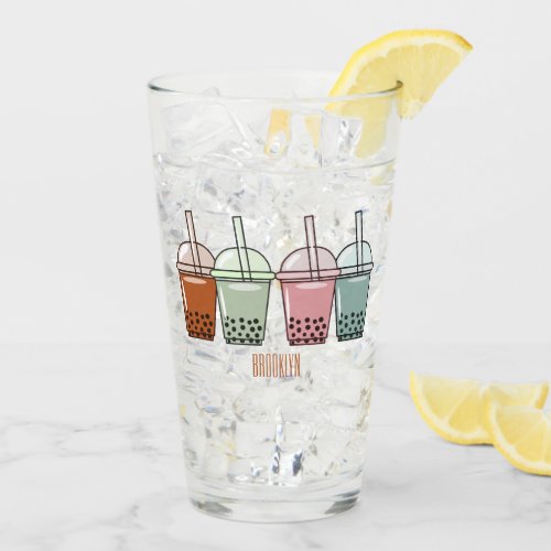 Bubble tea cartoon illustration glass