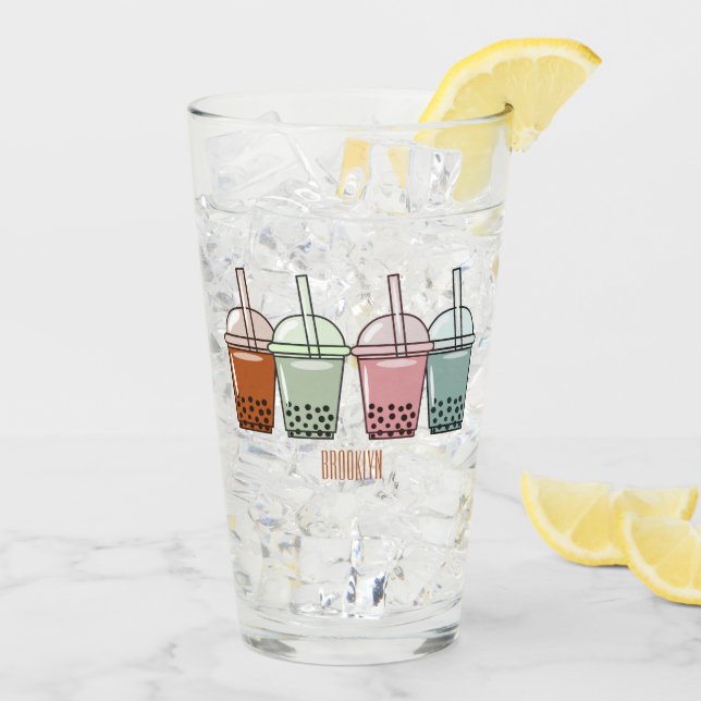 Bubble tea cartoon illustration glass (Back Ice)