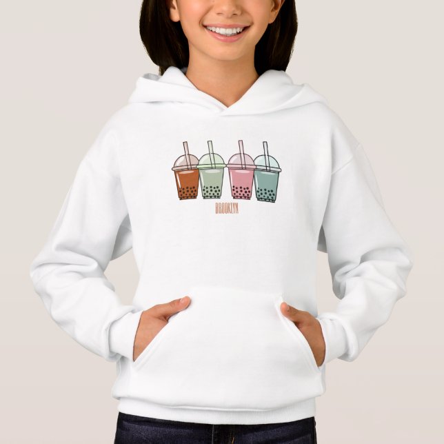Bubble tea cartoon illustration  hoodie (Front)