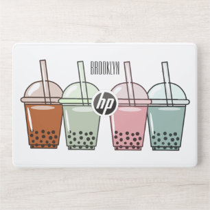 Bubble tea cartoon illustration HP laptop skin