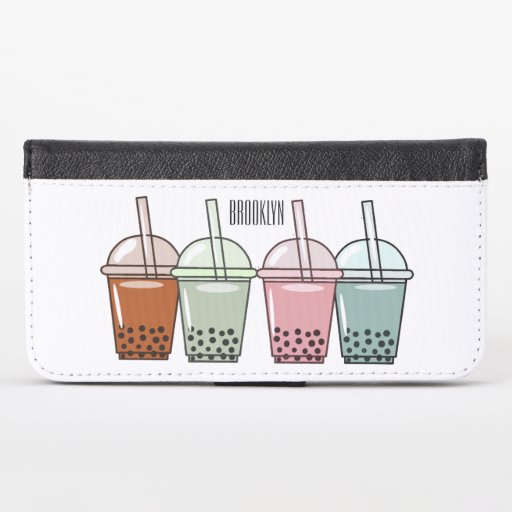 Bubble tea cartoon illustration  iPhone x wallet case