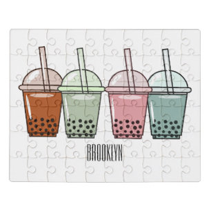 Bubble tea cartoon illustration jigsaw puzzle