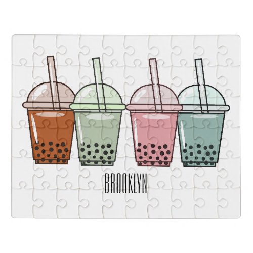 Bubble tea cartoon illustration  jigsaw puzzle