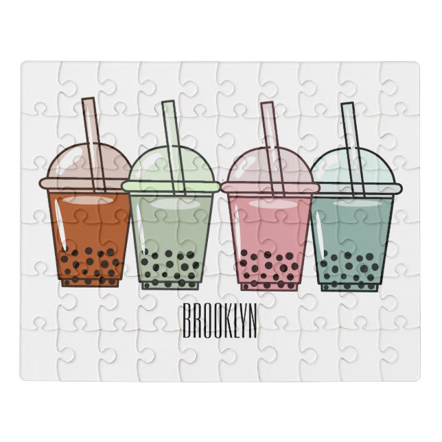 Bubble tea cartoon illustration  jigsaw puzzle (Puzzle Horizontal)