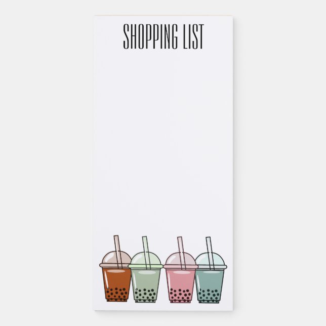 Bubble tea cartoon illustration  magnetic notepad (Front)