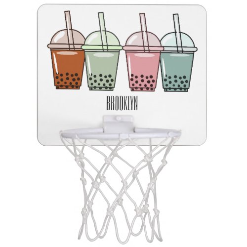 Bubble tea cartoon illustration  mini basketball hoop