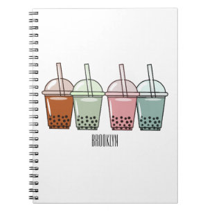 Bubble tea cartoon illustration notebook
