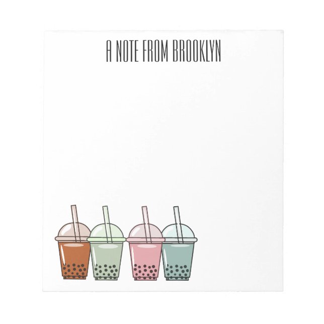 Bubble tea cartoon illustration  notepad (Front)