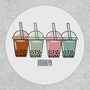 Bubble tea cartoon illustration patch