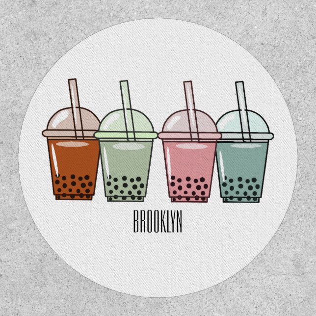 Bubble tea cartoon illustration  patch (Front)