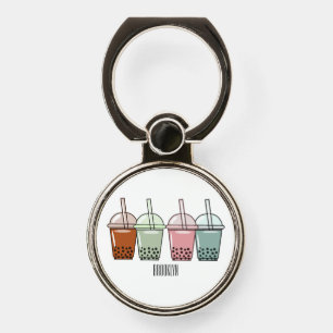 Bubble tea cartoon illustration phone ring stand