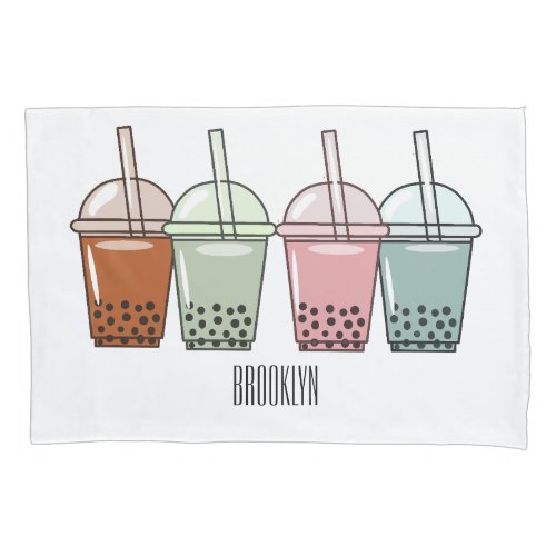 Bubble tea cartoon illustration  pillow case