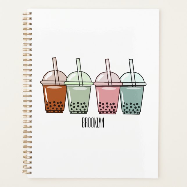 Bubble tea cartoon illustration planner (Front)