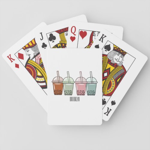 Bubble tea cartoon illustration  poker cards