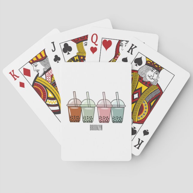 Bubble tea cartoon illustration  poker cards (Back)