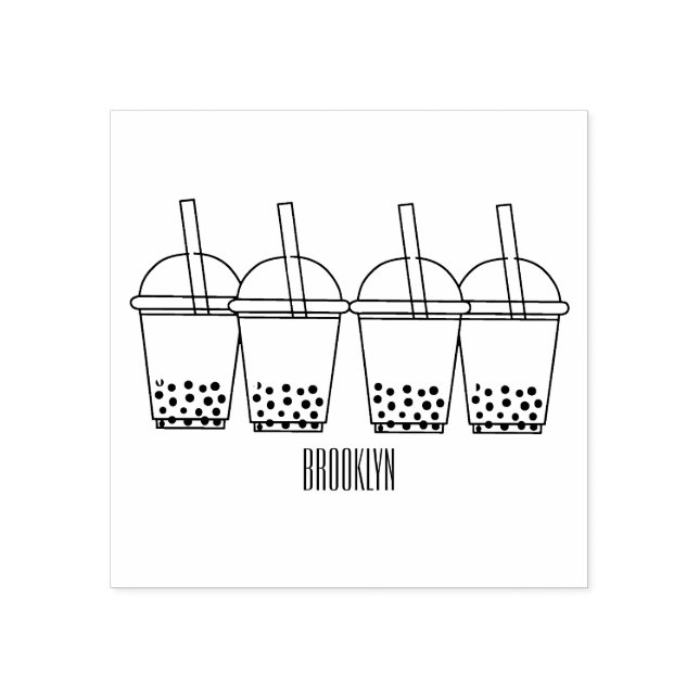 Bubble tea cartoon illustration rubber stamp (Imprint)