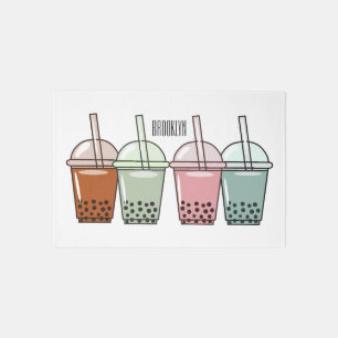 Bubble tea cartoon illustration  rug