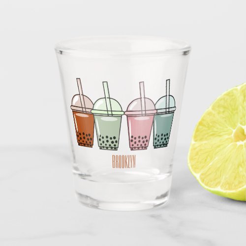 Bubble tea cartoon illustration shot glass