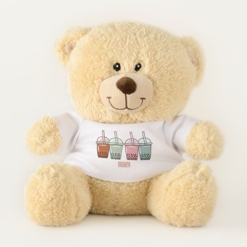 Bubble tea cartoon illustration teddy bear