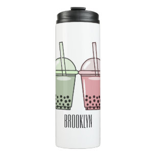 Bubble tea cartoon illustration thermal tumbler
