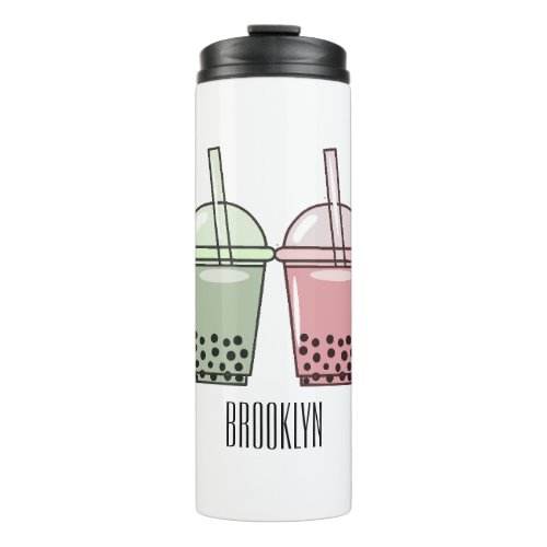 Bubble tea cartoon illustration  thermal tumbler