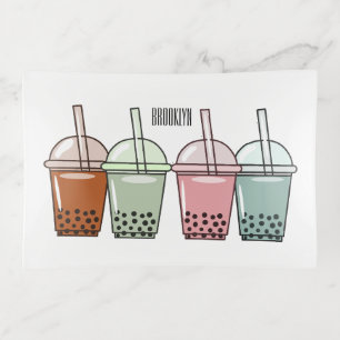 Bubble tea cartoon illustration  trinket tray