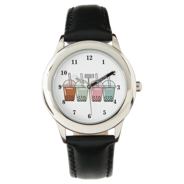 Bubble tea cartoon illustration watch (Front)