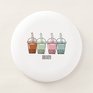 Bubble tea cartoon illustration Wham-O frisbee