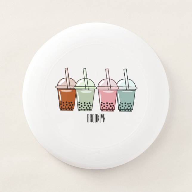 Bubble tea cartoon illustration Wham-O frisbee (Front)