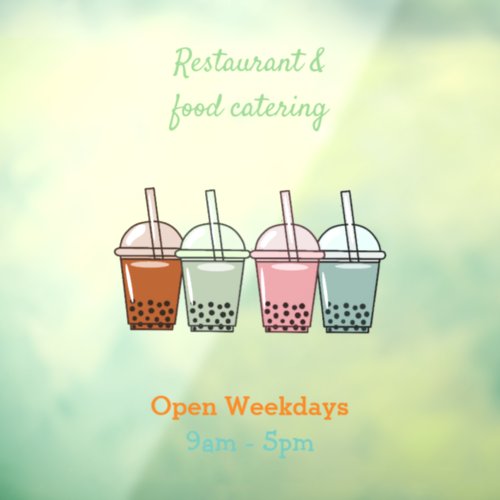 Bubble tea cartoon illustration window cling