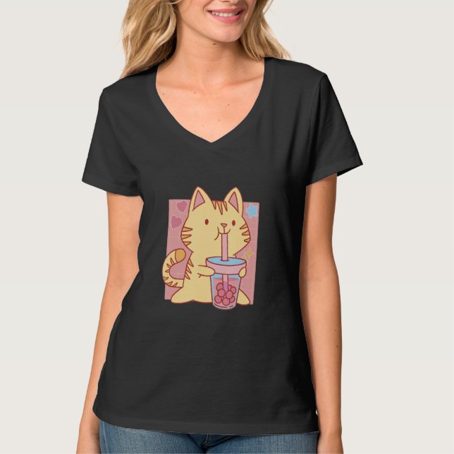 Bubble Tea  Cats T-Shirt (Front)