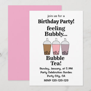 Bubble Tea Drink Funny Birthday Party Invitation