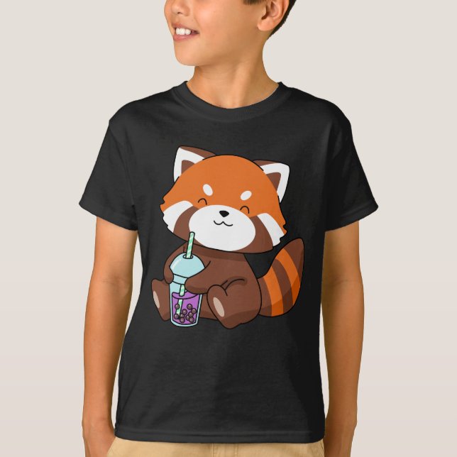 Bubble Tea Gift Girl Red Panda Boba Tea Bubble Tea T-Shirt (Front)