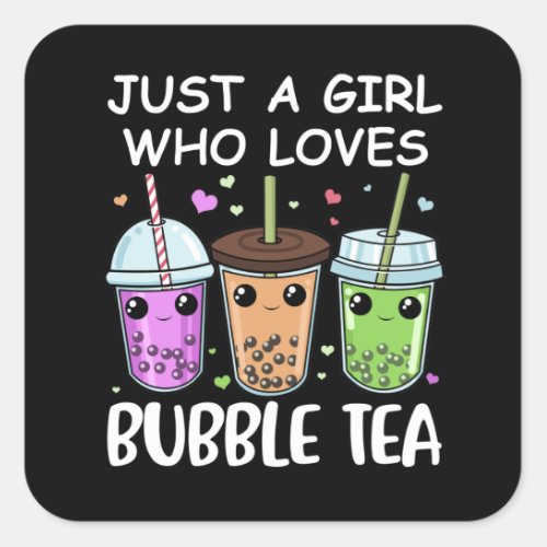 Bubble Tea Gifts Girls Kawaii Bubble Tea Square Sticker