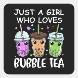 Bubble Tea Gifts Girls Kawaii Bubble Tea Square Sticker
