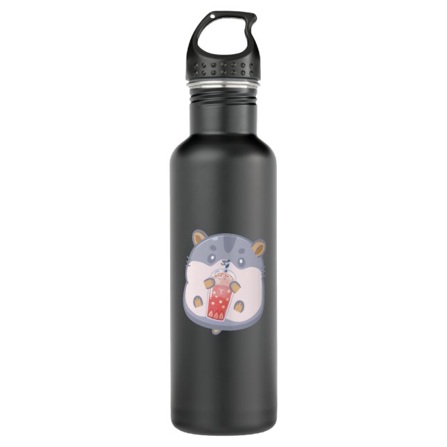Bubble Tea Hamster Stainless Steel Water Bottle (Front)