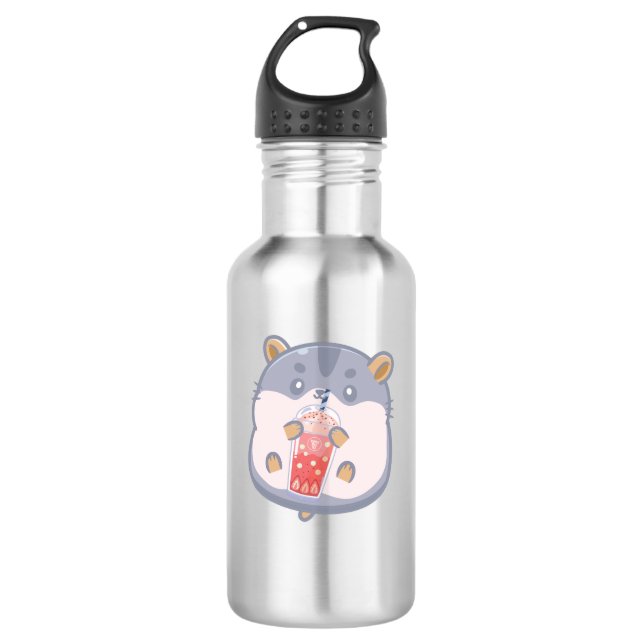 Bubble Tea Hamster Stainless Steel Water Bottle (Front)