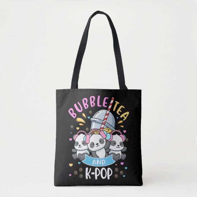 Bubble Tea K-Pop Gift Girls Boba Tea Gift Korea Tote Bag (Front)