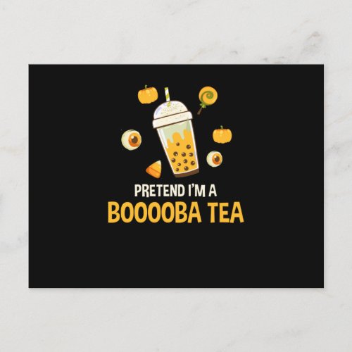 Bubble Tea Kawaii Halloween Postcard