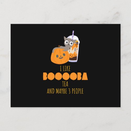 Bubble Tea Kawaii Halloween Postcard