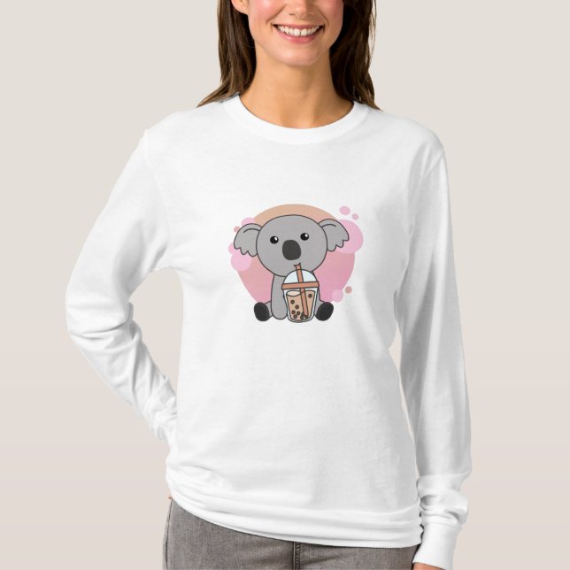 Bubble Tea Koala With Chocolate Sweet T-Shirt (Front)