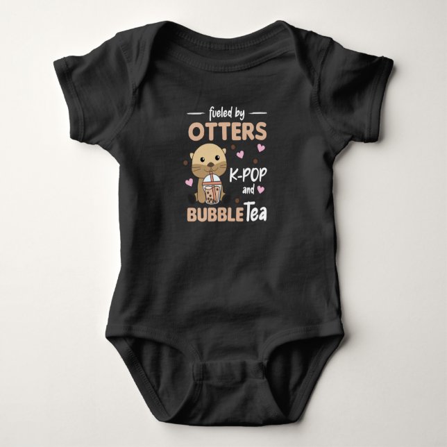 Bubble Tea Otter With Chocolate Cute Animals Baby Bodysuit (Front)