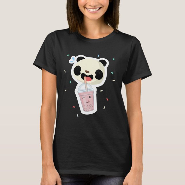 Bubble Tea Panda Boba Tea  Cute Animal Ice Cream T T-Shirt (Front)