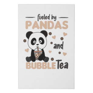 Bubble Tea Panda Chocolate Sweet Animals Boba Faux Canvas Print