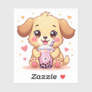 Bubble Tea Pup – Kawaii Puppy with Boba Cup Sticker