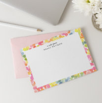 Bubble Tea Rainbow Personalized Name Monogram CUTE Note Card