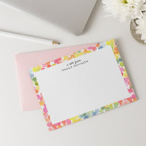 Bubble Tea Rainbow Personalized Name Monogram CUTE Note Card